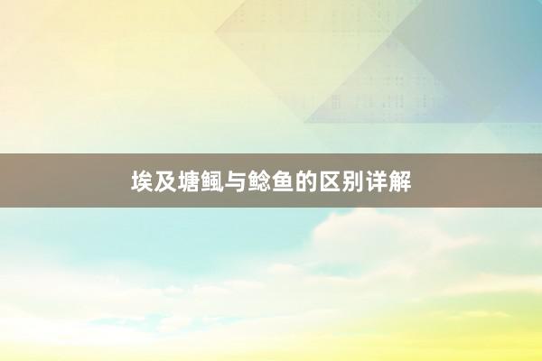 埃及塘鲺与鲶鱼的区别详解